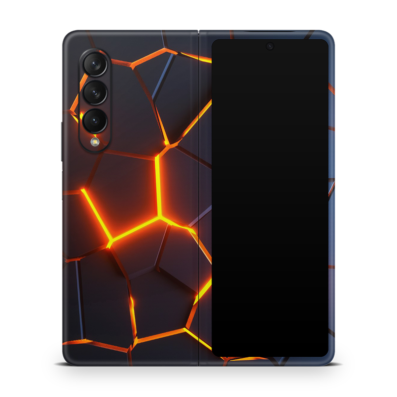 SkinNit Decal Sticker Skin Samsung Galaxy Z Fold 3 Premium Lava (Decal Skin)