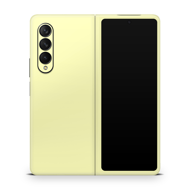 SkinNit Decal Sticker Skin Samsung Galaxy Z Fold 3 Pastel Yellow (Decal Skin)