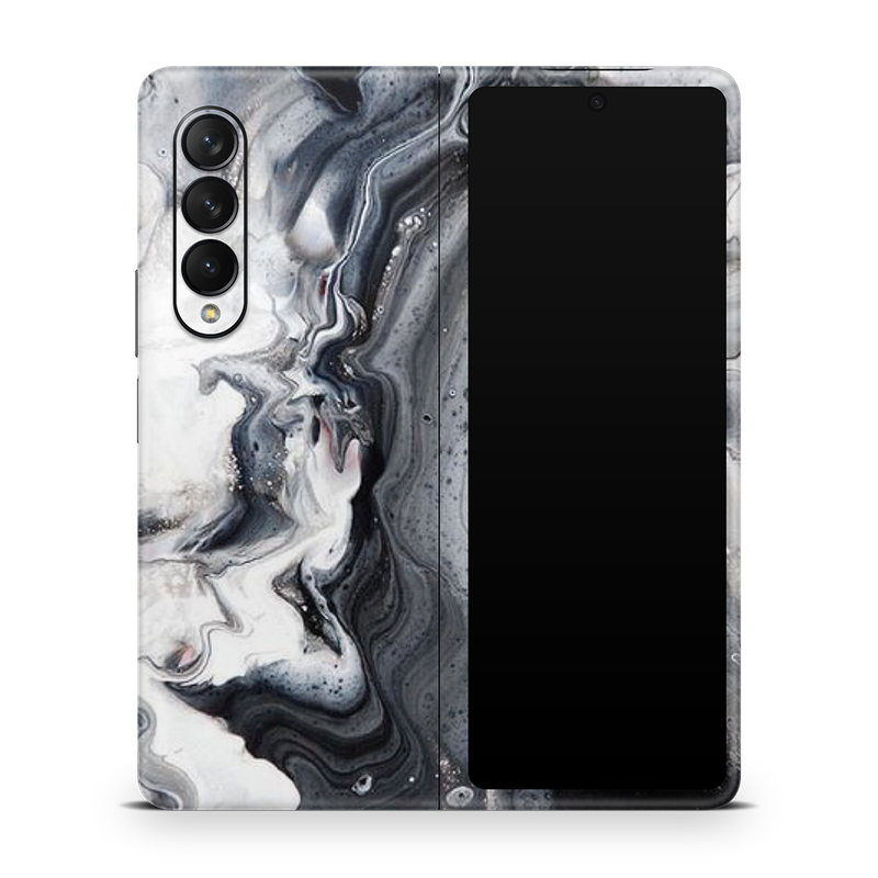 SkinNit Decal Sticker Skin Samsung Galaxy Z Fold 3 Marble White Desert (Decal Skin)