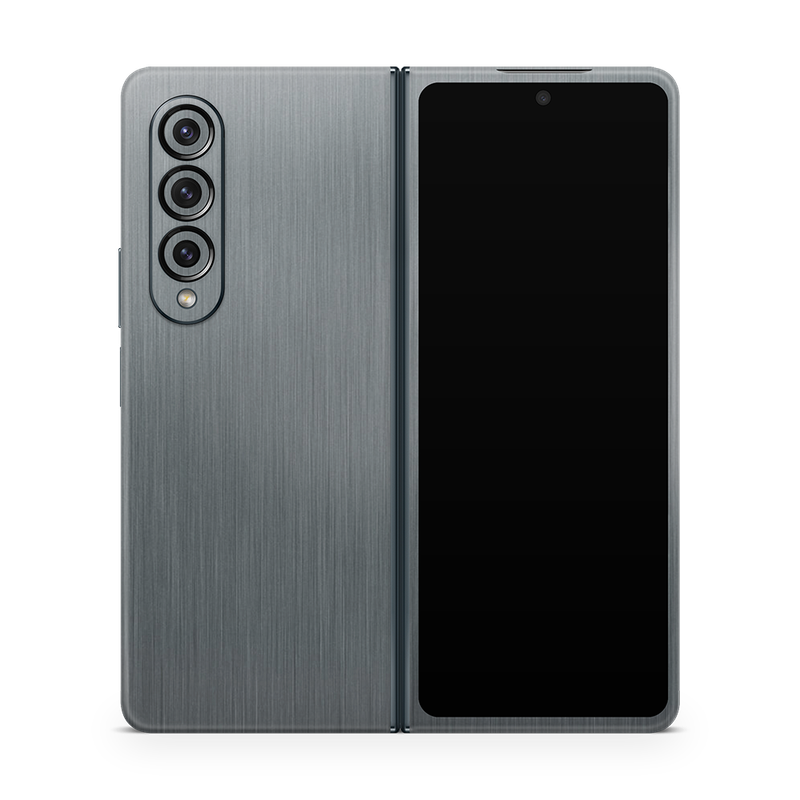 SkinNit Decal Sticker Skin Samsung Galaxy Z Fold 4 Brushed Aluminum (Decal Skin)