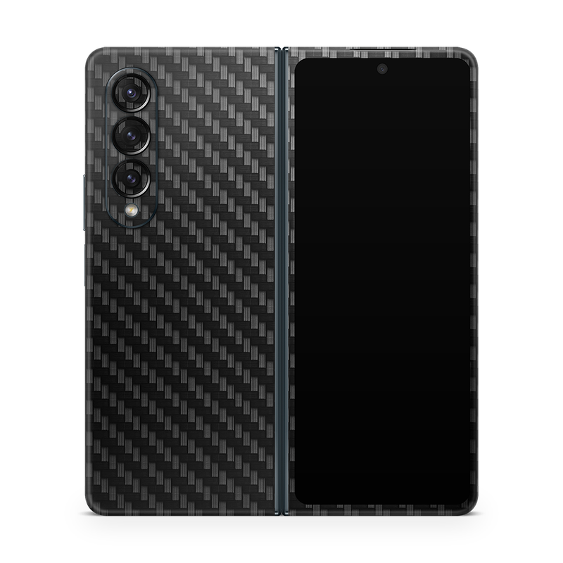 SkinNit Decal Sticker Skin Samsung Galaxy Z Fold 4 Carbon Fiber Black (Decal Skin)