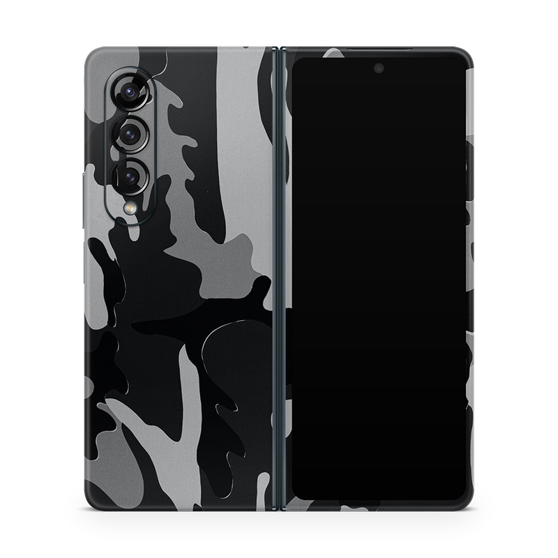 SkinNit Decal Sticker Skin Samsung Galaxy Z Fold 4 Camo Snow (Decal Skin)