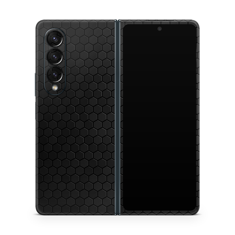SkinNit Decal Sticker Skin Samsung Galaxy Z Fold 4 Honeycomb Black (Decal Skin)