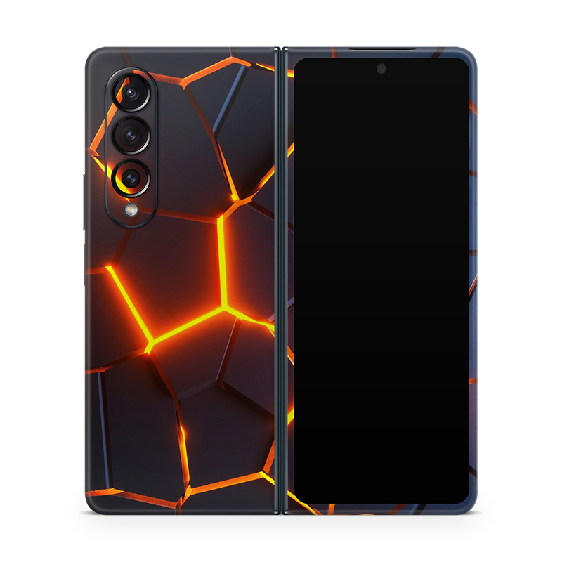 SkinNit Decal Sticker Skin Samsung Galaxy Z Fold 4 Premium Lava (Decal Skin)