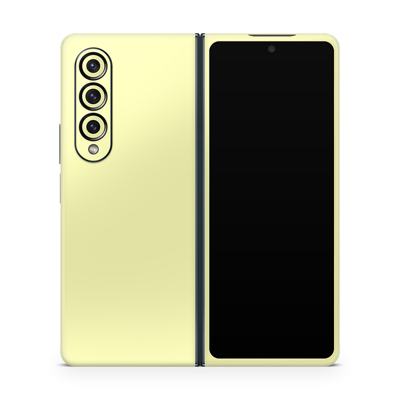 SkinNit Decal Sticker Skin Samsung Galaxy Z Fold 4 Pastel Yellow (Decal Skin)