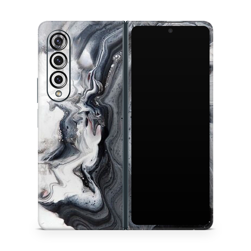 SkinNit Decal Sticker Skin Samsung Galaxy Z Fold 4 Marble White Desert (Decal Skin)