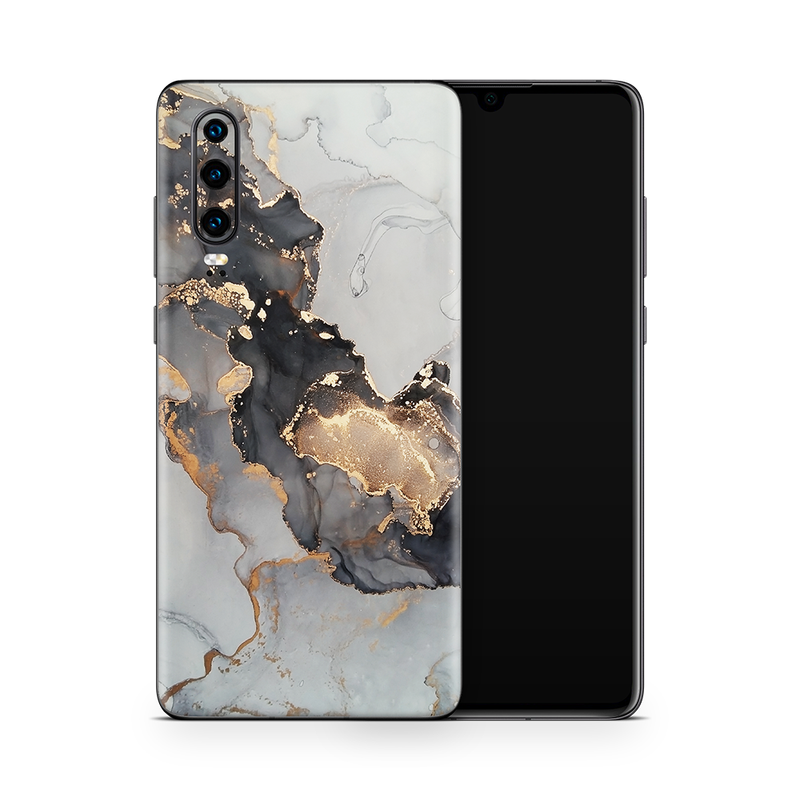 SkinNit Decal Sticker Skin Huawei P30 Marble White Gold (Decal Skin)