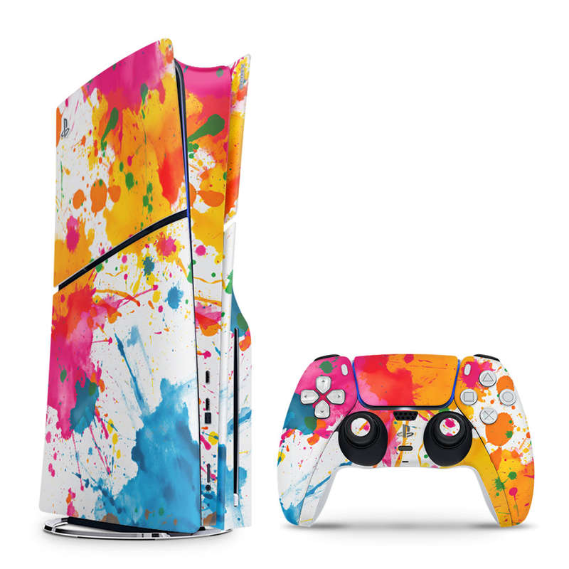 Decal Skin Sticker Compatible with PS5 Slim: Colorful Paint Splash