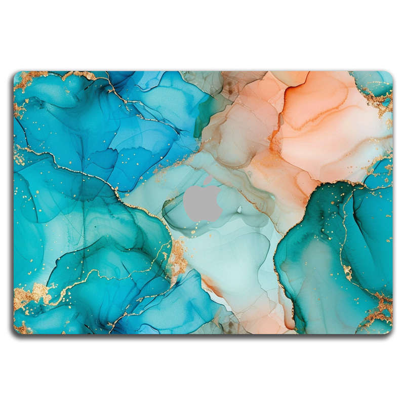 Apple MacBook Decal Skin Sticker: Vibrant Marbled Gold