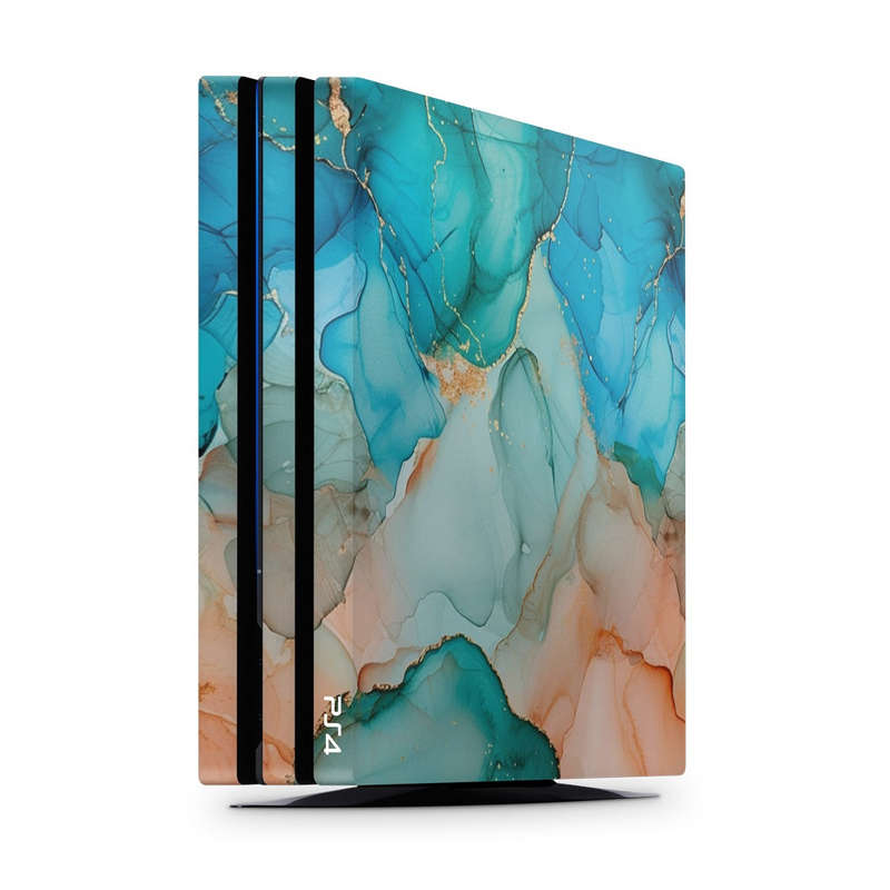 Decal Skin Sticker for PS4 Pro: Vibrant Marbled Gold