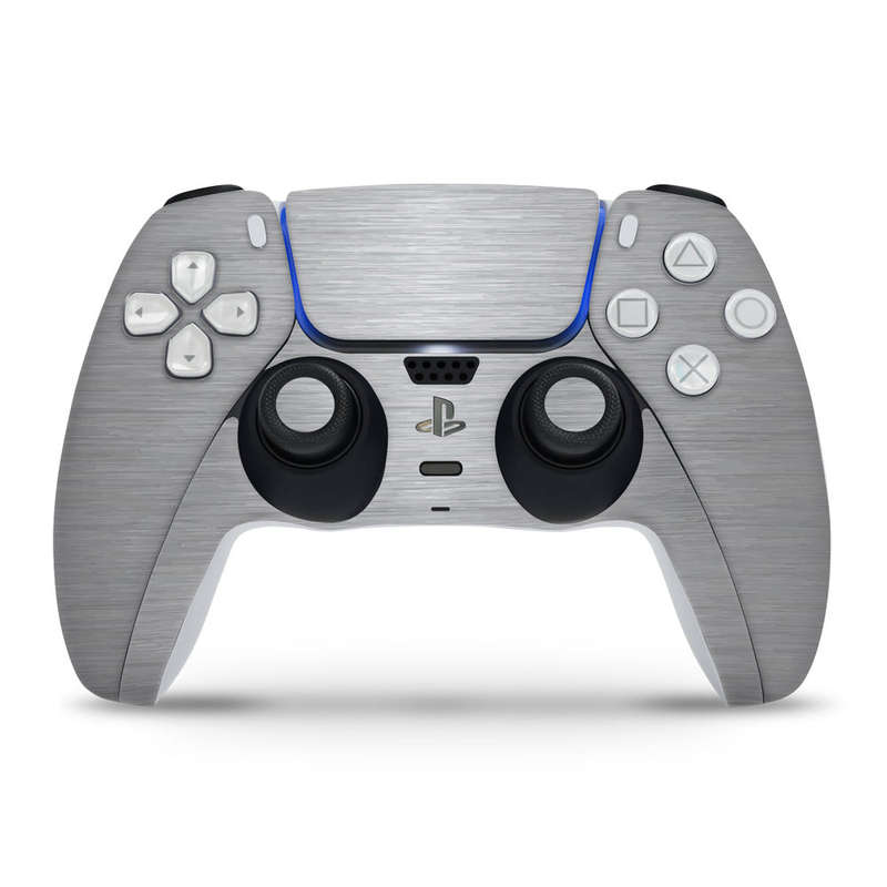 SkinNit Decal Sticker Skin For PS5 Slim Digital : Brushed Steel (Textured)