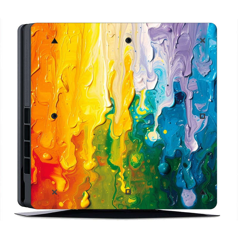Decal Skin Sticker for PS4 Slim: Vibrant Rainbow Melt