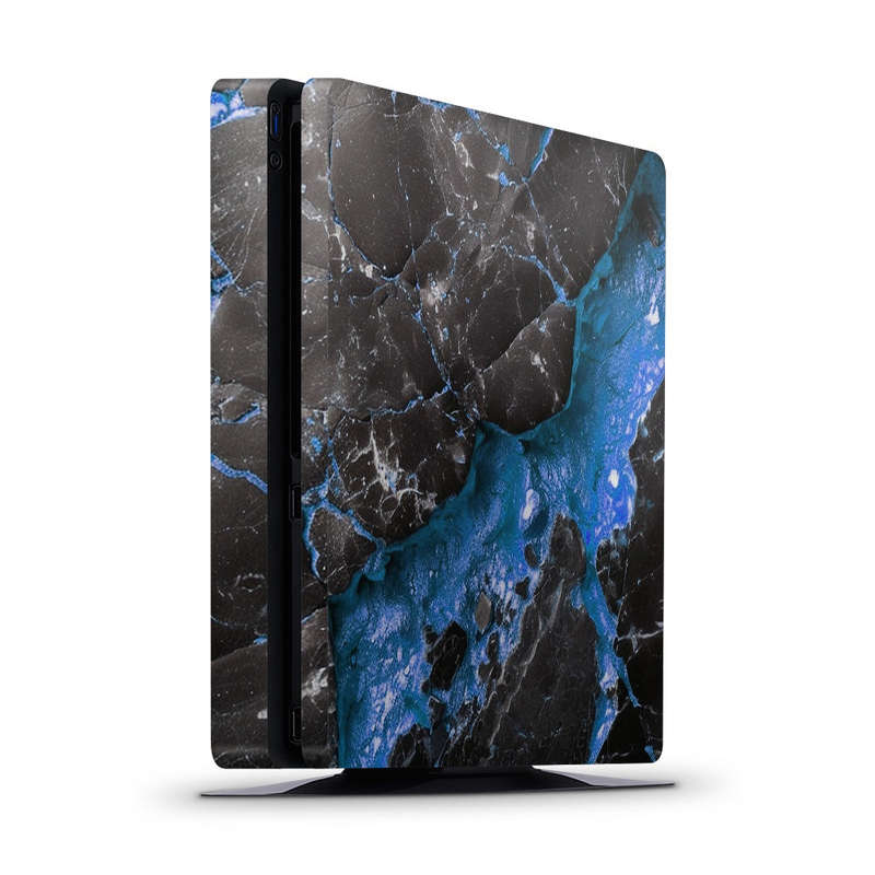 Decal Skin Sticker for PS4 Slim: Carbon Stone Blue
