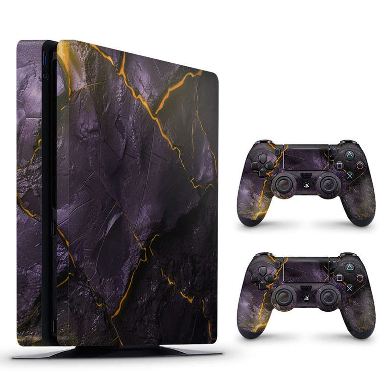 Decal Skin Sticker for PS4 Slim: Carbon Rock Glow Yellow