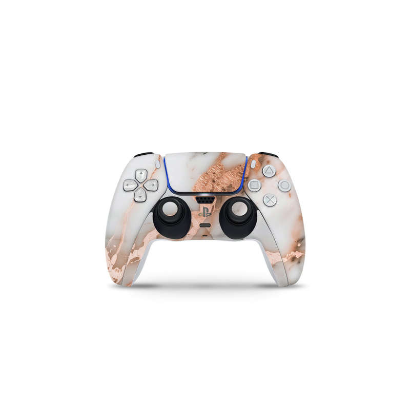 Decal Skin Sticker Compatible with PS5: Marble Rose Gold Accents