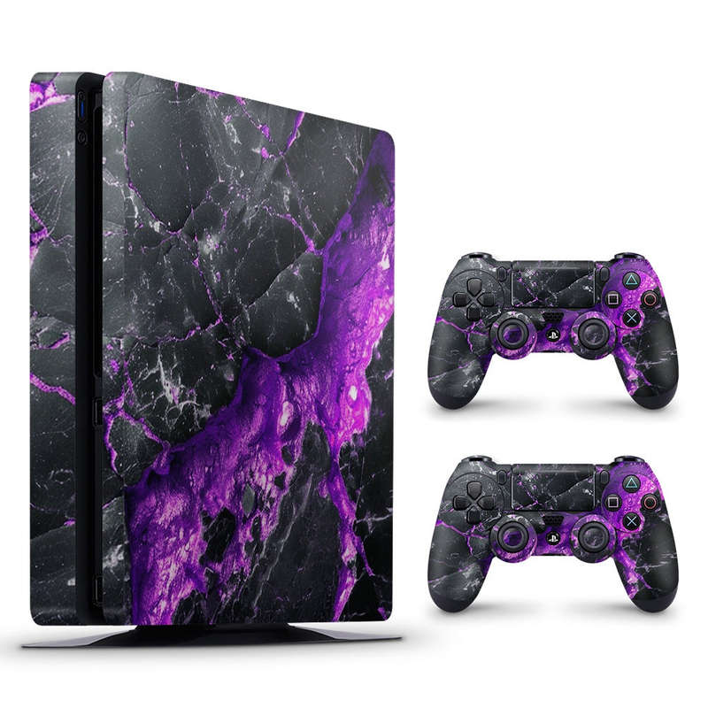 Decal Skin Sticker for PS4 Slim: Carbon Stone Purple