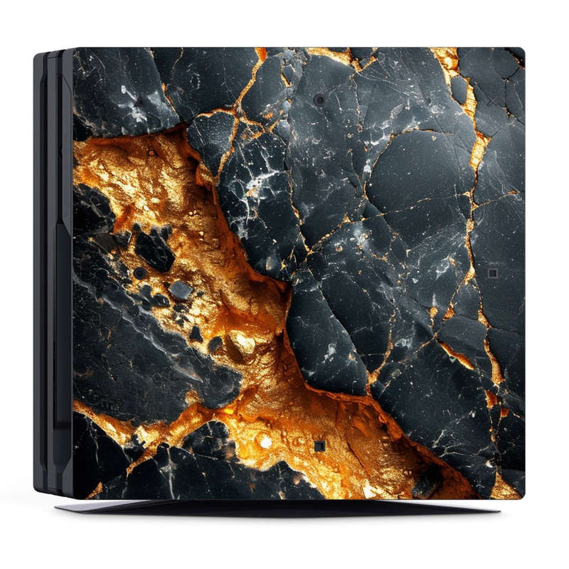 Decal Skin Sticker for PS4 Pro: Carbon Stone Gold