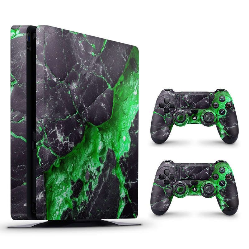 Decal Skin Sticker for PS4 Slim: Carbon Stone Green
