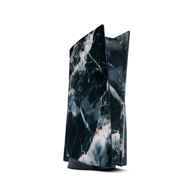 Decal Skin Sticker Compatible with PS5: Marble White & Black