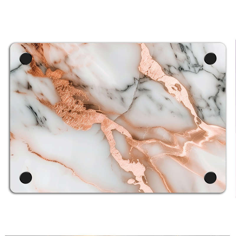 Apple MacBook Decal Skin Sticker: Marble Rose Gold Accents
