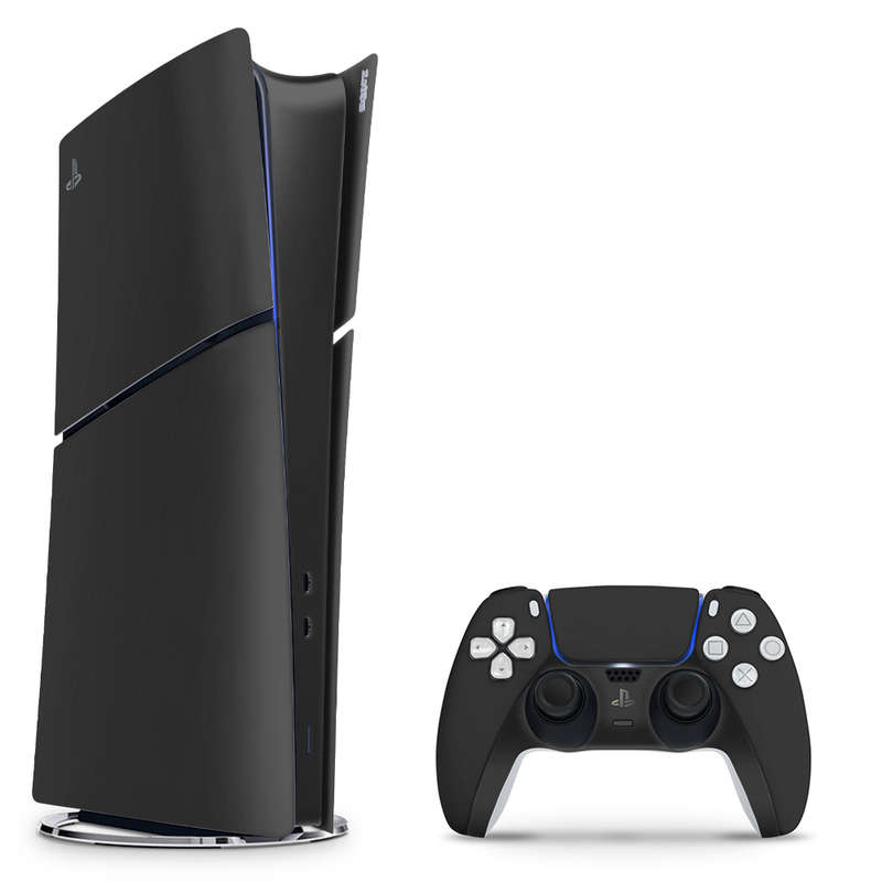 SkinNit Decal Sticker Skin For PS5 Slim Digital : Matte Black
