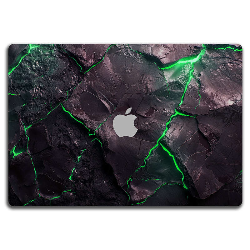 Apple MacBook Decal Skin Sticker: Carbon Rock Glow Green
