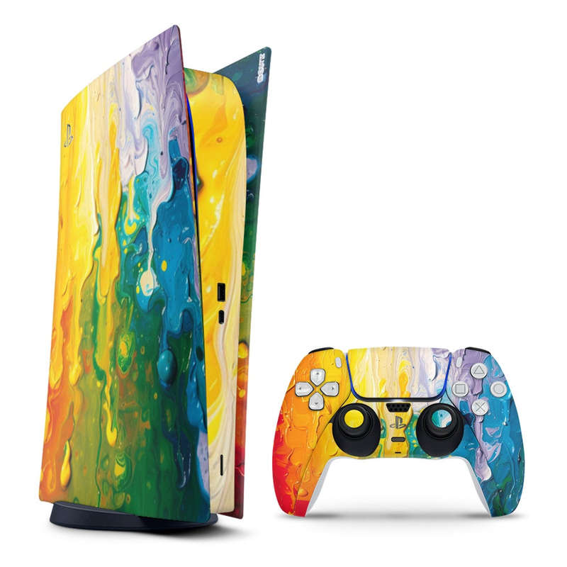 Decal Sticker Skin For PS5 Digital: Vibrant Rainbow Melt
