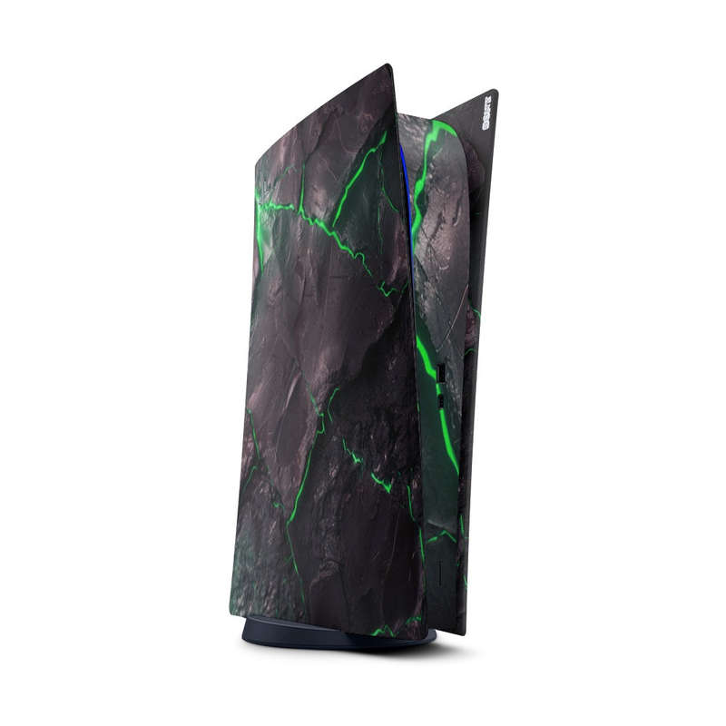 Decal Sticker Skin For PS5 Digital: Carbon Rock Glow Green