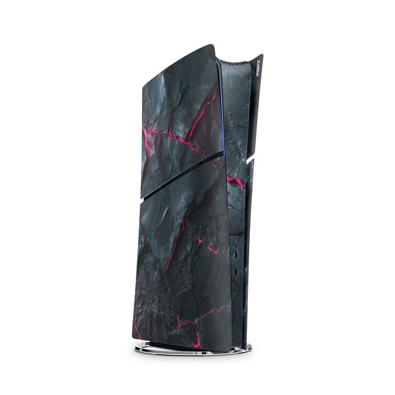 Decal Skin Sticker Compatible with PS5 Slim Digital (No Disk): Carbon Rock Glow Pink