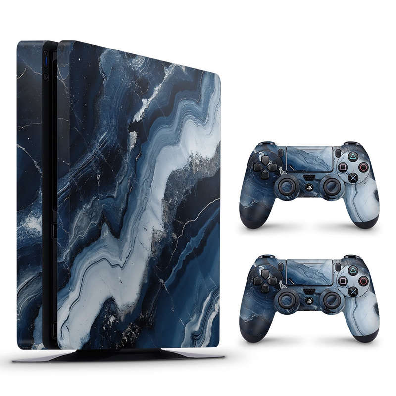 Decal Skin Sticker for PS4 Slim: Abstract Marble Blue