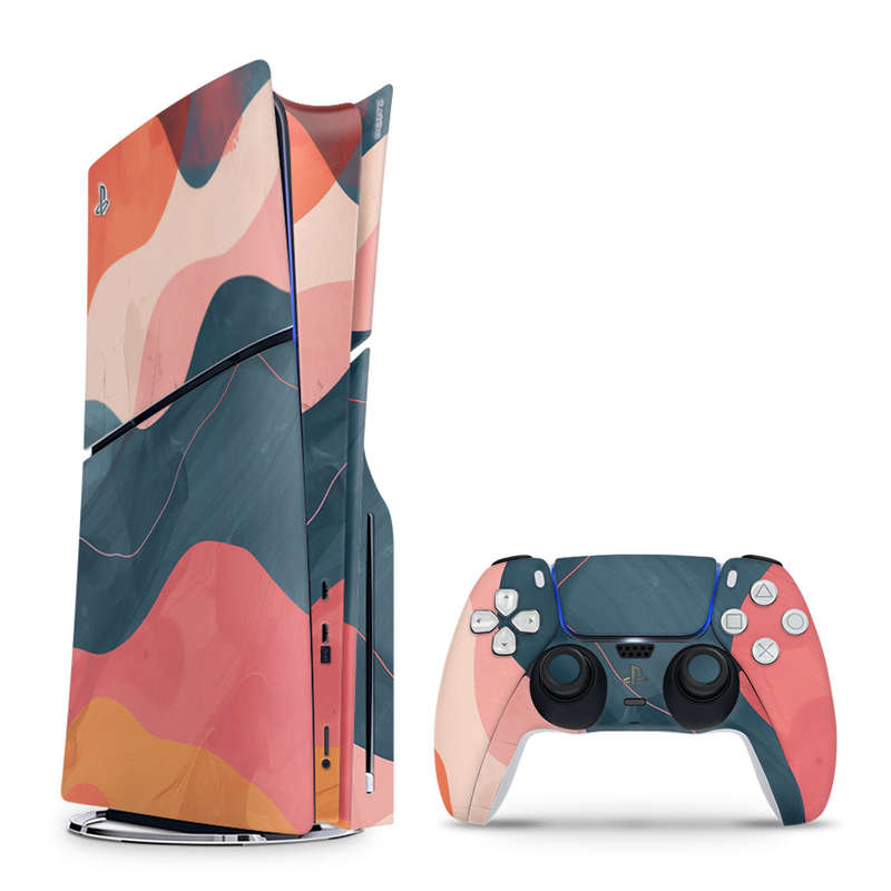 Decal Skin Sticker Compatible with PS5 Slim: Modern Abstract Waves