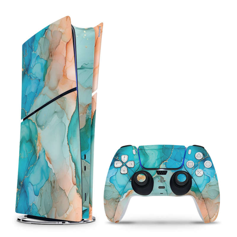 Decal Skin Sticker Compatible with PS5 Slim Digital (No Disk): Marble Pastel Fusion