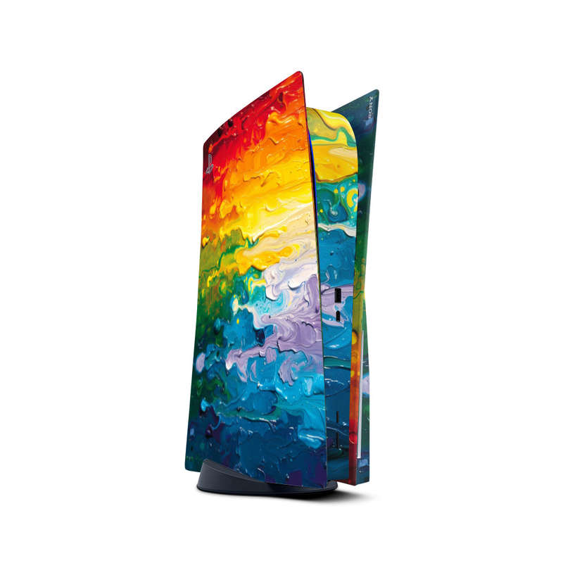 Decal Skin Sticker Compatible with PS5: Vibrant Rainbow Melt