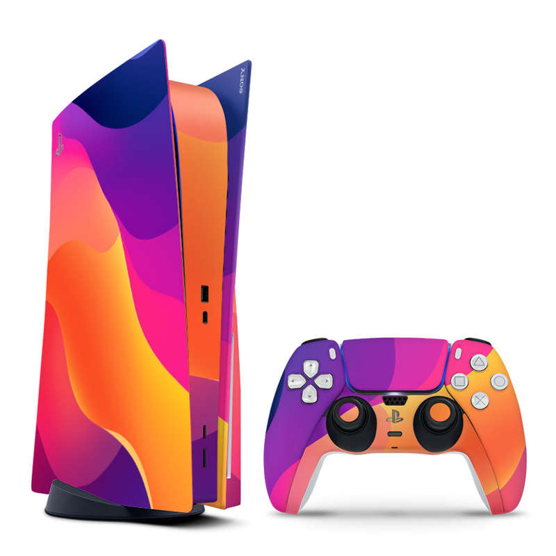 Decal Skin Sticker Compatible with PS5: Vibrant Sunset Waves