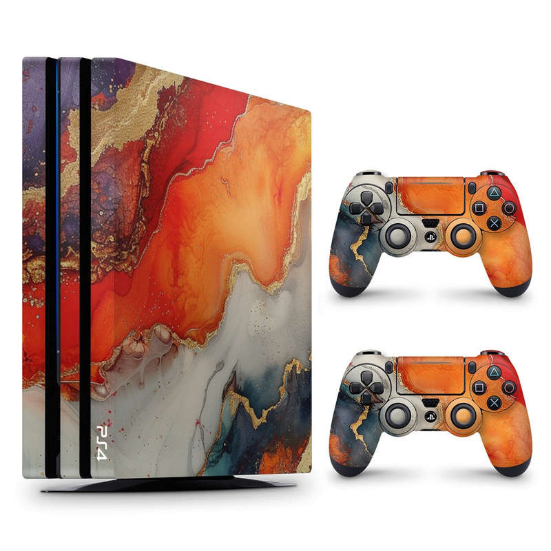 Decal Skin Sticker for PS4 Pro: Vivid Marble Burst Gold
