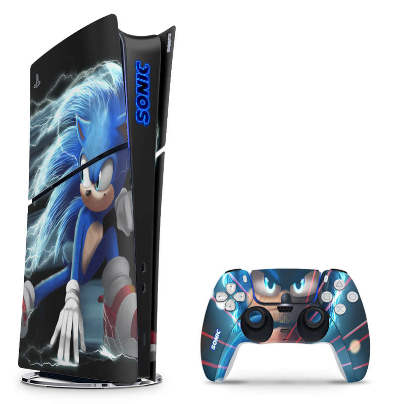 SkinNit Decal Sticker Skin For PS5 Slim Digital : Sonic