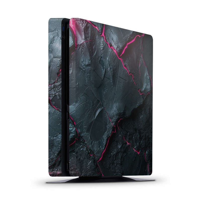 Decal Skin Sticker for PS4 Slim: Carbon Rock Glow Pink