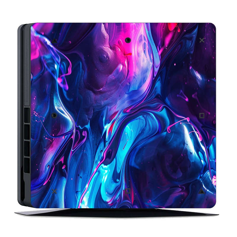 Decal Skin Sticker for PS4 Slim: Abundant Fluid Art