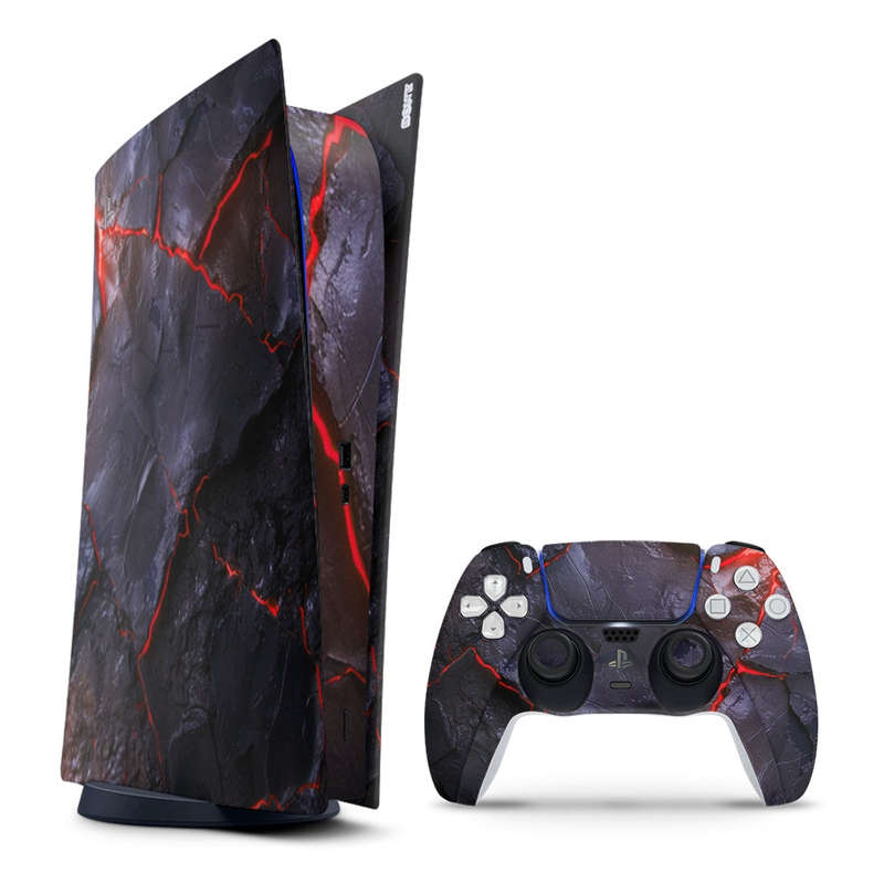 Decal Sticker Skin For PS5 Digital: Carbon Rock Glow Red