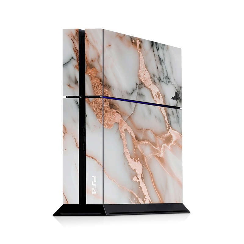 Decal Skin Sticker for PS4: Marble Rose Gold Accents