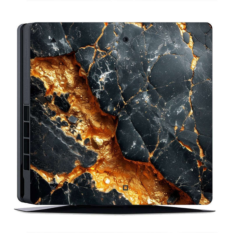 Decal Skin Sticker for PS4 Slim: Carbon Stone Gold
