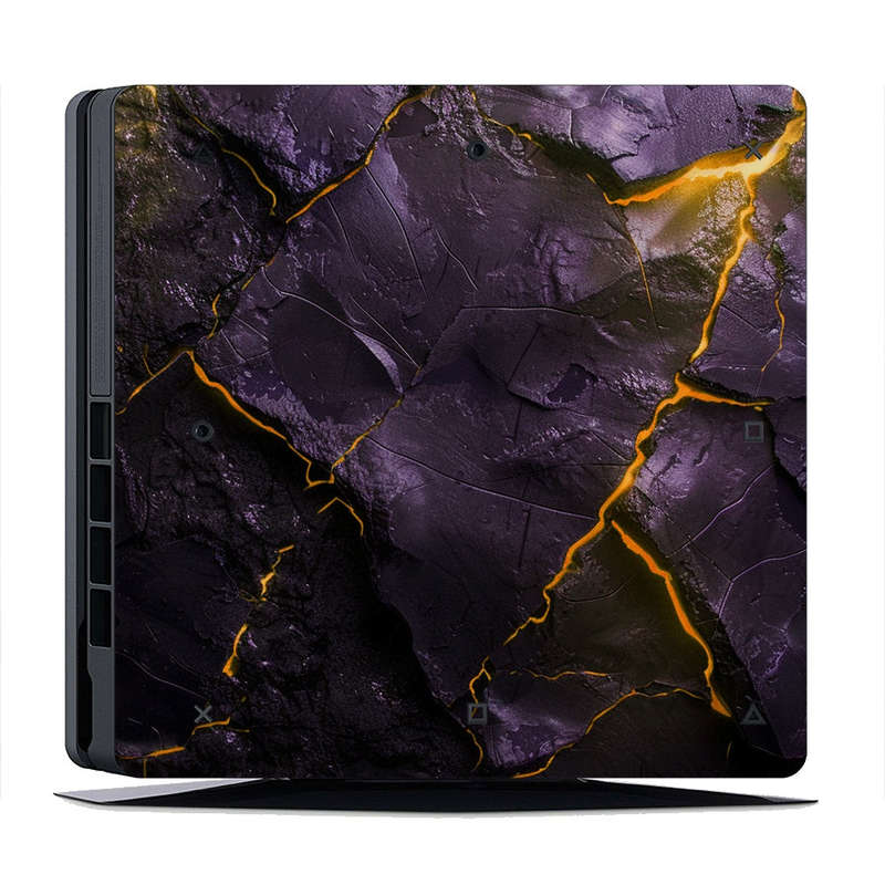 Decal Skin Sticker for PS4 Slim: Carbon Rock Glow Yellow
