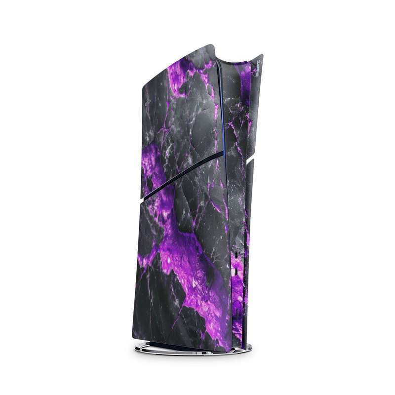 Decal Skin Sticker Compatible with PS5 Slim Digital (No Disk): Carbon Stone Purple