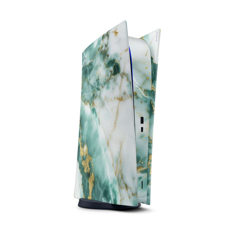 Decal Sticker Skin For PS5 Digital: Marble Emerald Gold