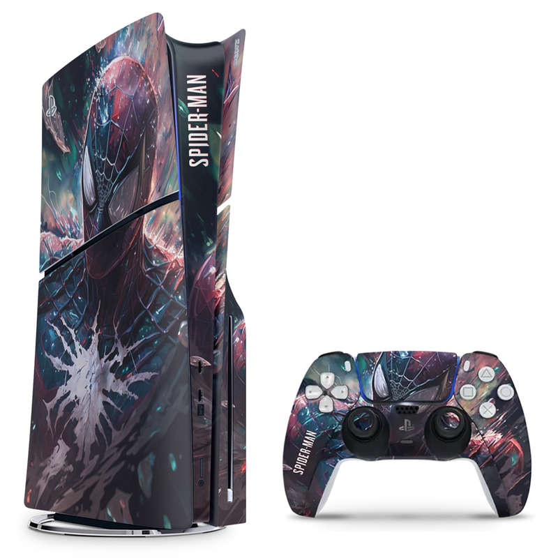SkinNit Decal Sticker Skin For PS5 Slim : Spider-Man (Spider-Verse)