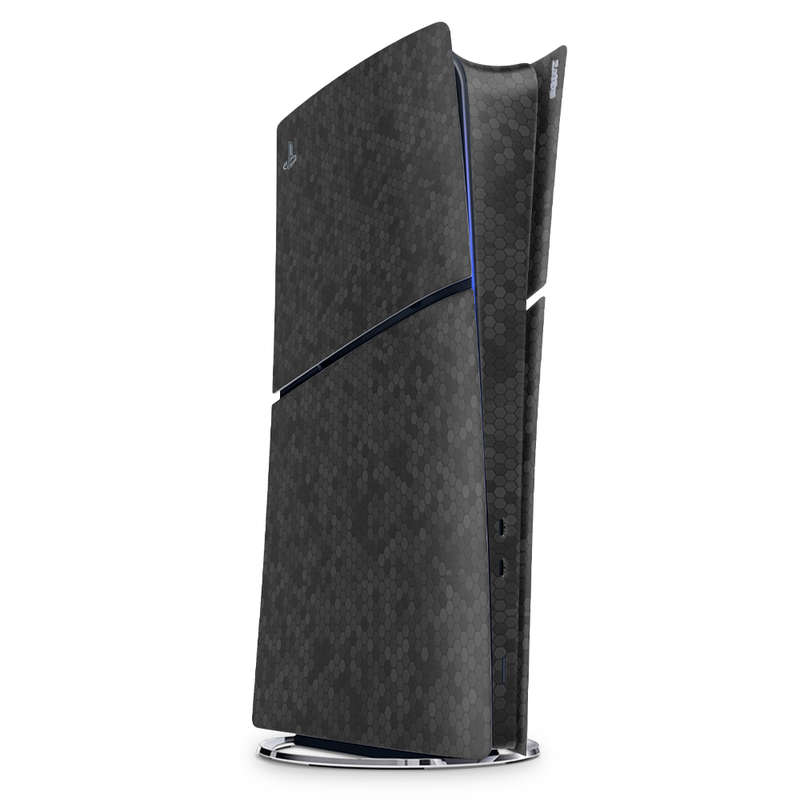 SkinNit Decal Sticker Skin For PS5 Slim Digital : HoneyComb Black (Textured)