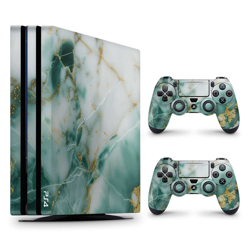Decal Skin Sticker for PS4 Pro: Marble Emerald Gold