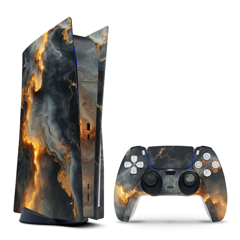 Decal Skin Sticker Compatible with PS5: Marbled Deep Glow