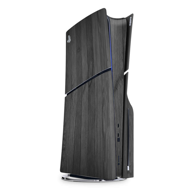 SkinNit Decal Sticker Skin For PS5 Slim : Black Wood
