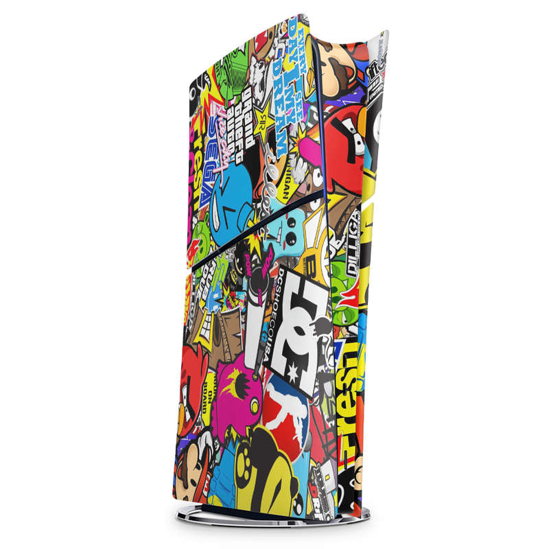 SkinNit Decal Sticker Skin For PS5 Slim Digital: Sticker Bomb